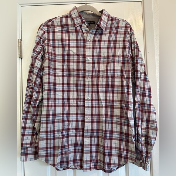 Banana Republic Burgundy and White Plaid Shirt - Picture 1 of 3